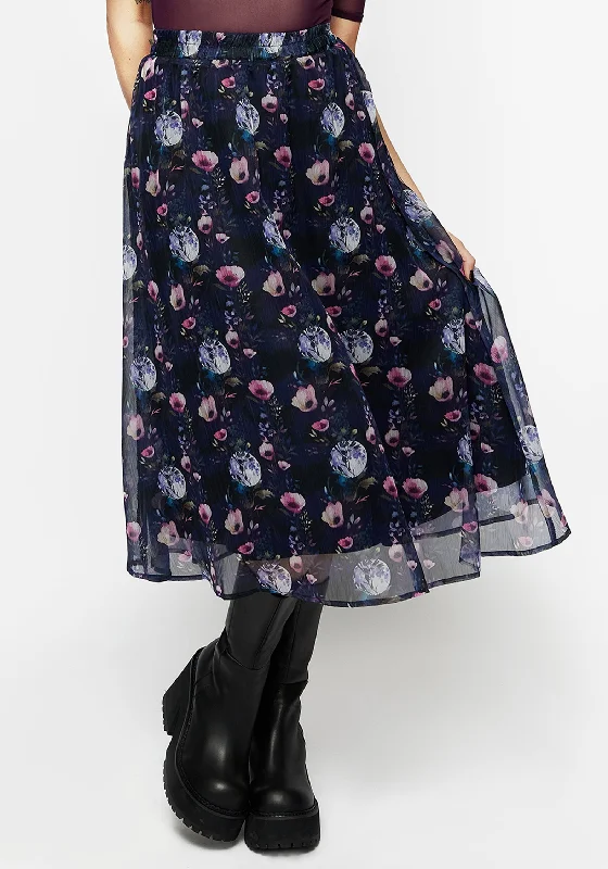 Fashion-Forward Women's Clothing Socordia Floral Moon Chiffon Midi Skirt