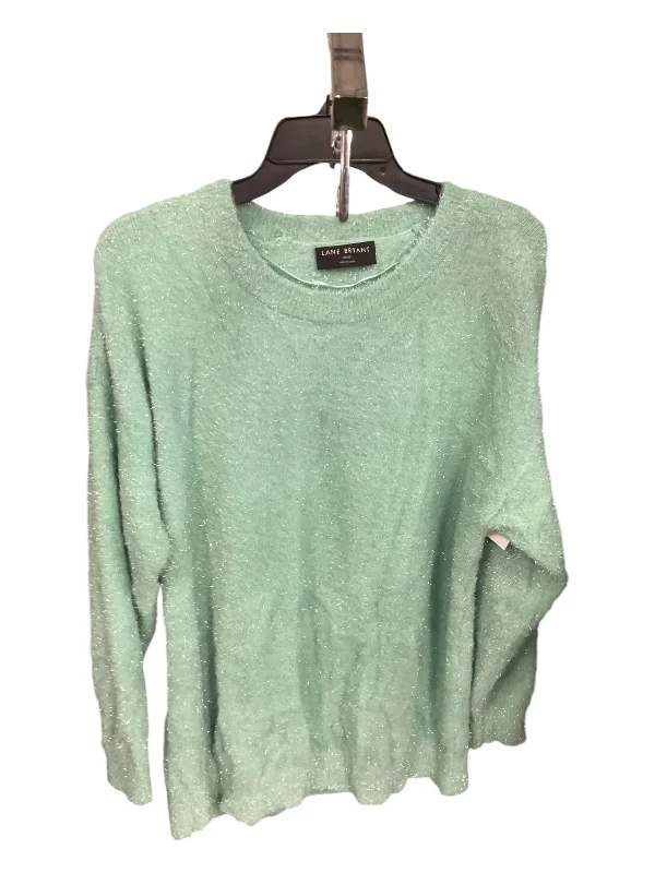 Sweater By Lane Bryant In Green & Silver, Size: 18