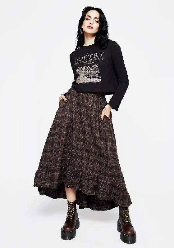 Casual Garments For Women Embla Check Ruffle Maxi Skirt