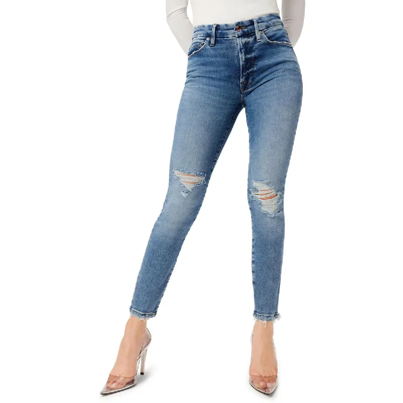 Women's Evening Wear Outfit Womens Cropped Distressed Skinny Jeans