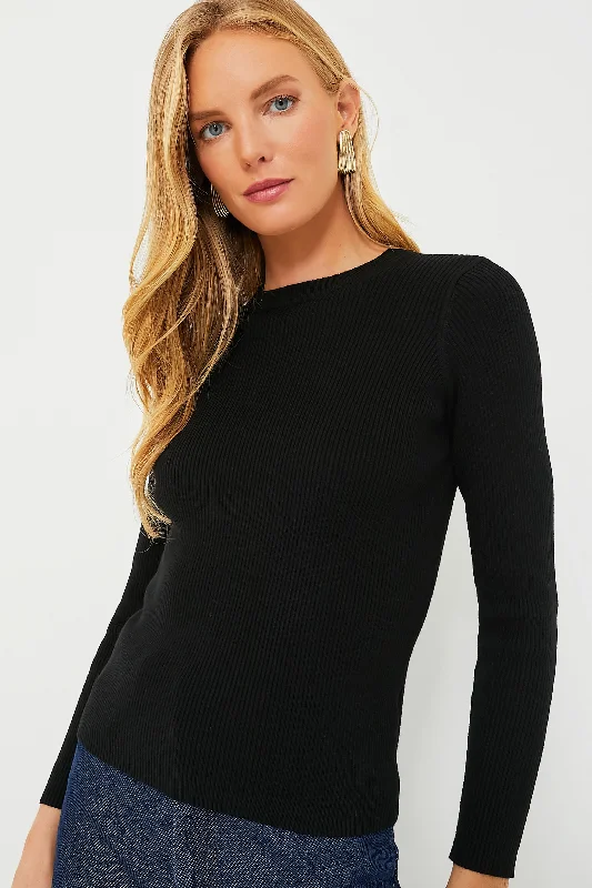 Charming Women's Holiday Apparel Black Alden Ribbed Crewneck