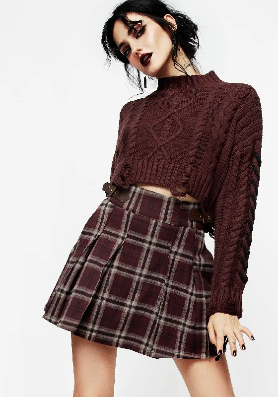 Women's Outerwear Attire Bramble Check Pleated Mini Skirt