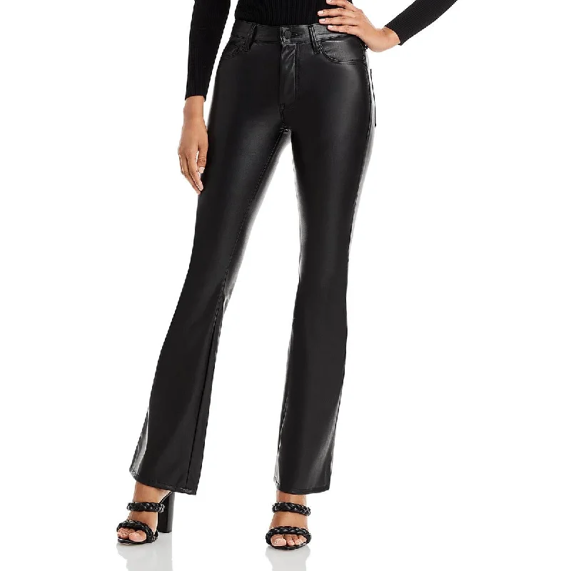 Women's Wardrobe Apparel Womens High Rise Faux Leather Bootcut Jeans