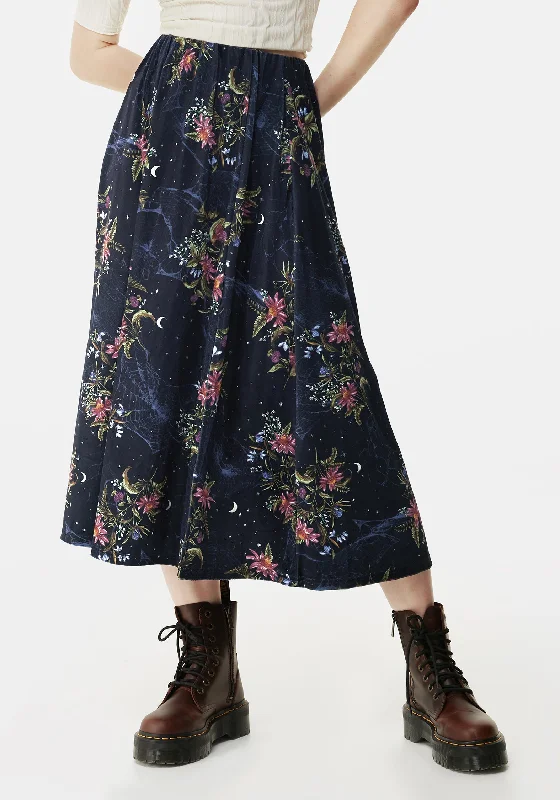 Women's Transitional Garments Cleome Floral Spiderweb Velour Midi Skirt