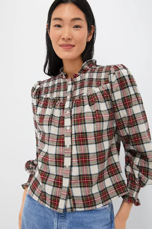 Women's Professional Garments Exclusive Ivory Plaid Nicole Shirt