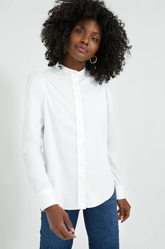 Women's Clothing For Travel White Puffed Shoulder Shirt