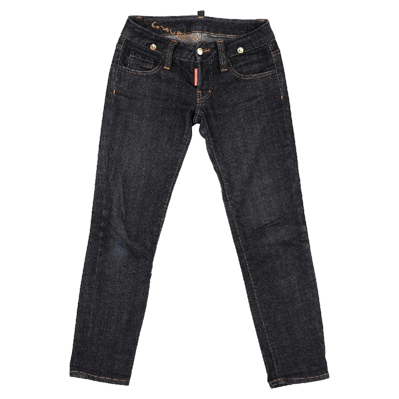 Classic Clothes For Women Dsquared2 Slim Fit Jeans in Navy Blue Cotton