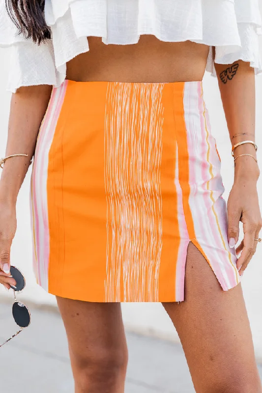 Classic Clothes For Women Keep Telling Me Pink and Orange Striped Skirt FINAL SALE