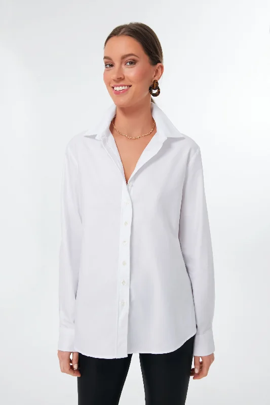 Women's Festive Attire White Oxford Boyfriend Shirt