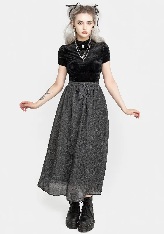 Women's Plus-Size Attire Revival Floral Mesh Layered Midi Skirt