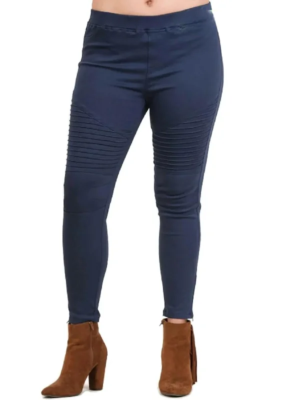 Comfortable Lounge Clothing Washed Moto Jegging In Navy