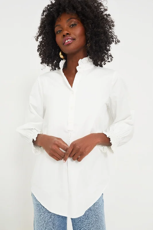 Women's Vacation Attire White Teagan Popover Top