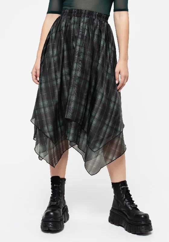 Women's Outerwear Clothing Checkmate Layered Organza Handkerchief Hem Skirt