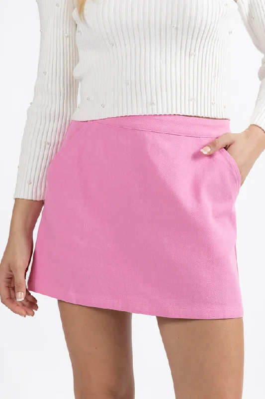 Comfortable Women's Clothes Call Me Lovely Pink Denim Skort