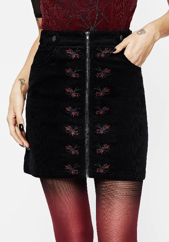 Women's Outerwear Attire Spiderbite Embroidered Cord Mini Skirt