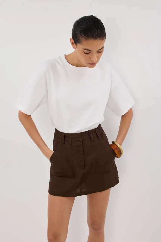 Women's Versatile Apparel EVA BITTER CHOC LINEN SKORT