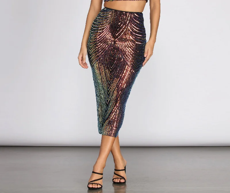 Women's Clothing For Travel Simply Stunning Sequin Midi Skirt