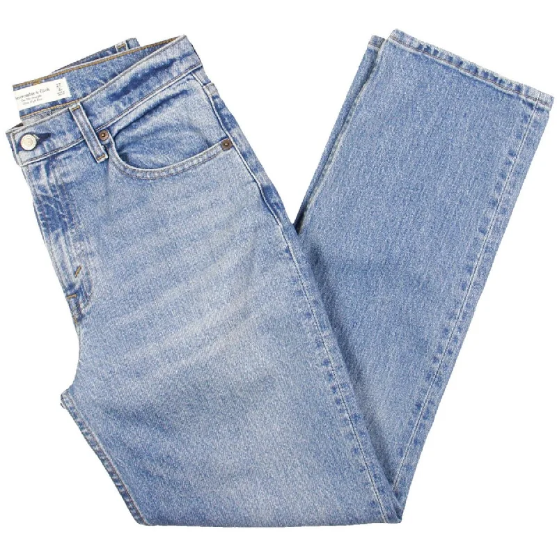 Vintage-Inspired Women's Apparel Womens Ultra High Rise Medium Wash Straight Leg Jeans