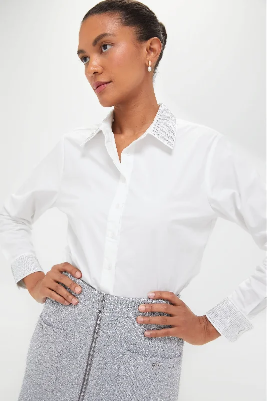 Women's Professional Apparel Exclusive White Icon Shirt with Rhinestone Collar