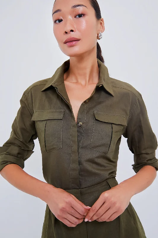 Timeless Women's Apparel Army Green Steele Shirt