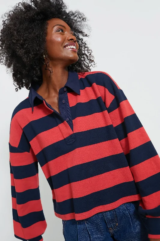 Women's Vintage Garments Navy Stripe Cotton Warren Rugby Shirt