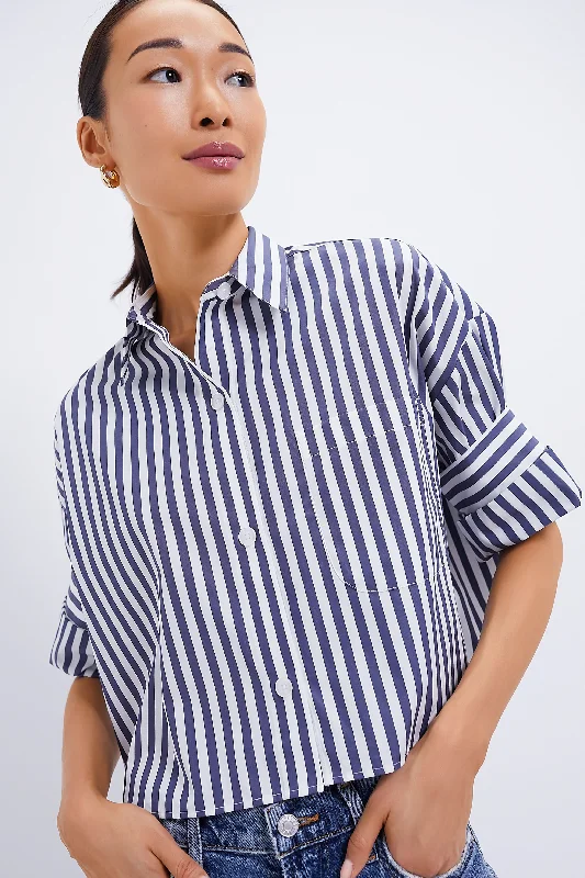 Women's Sporty Clothes Indigo Off White Stripe Next Ex Shirt