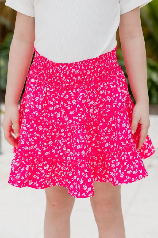 Women's Apparel And Garments Kid's Through The Garden Hot Pink Floral Mini Skort