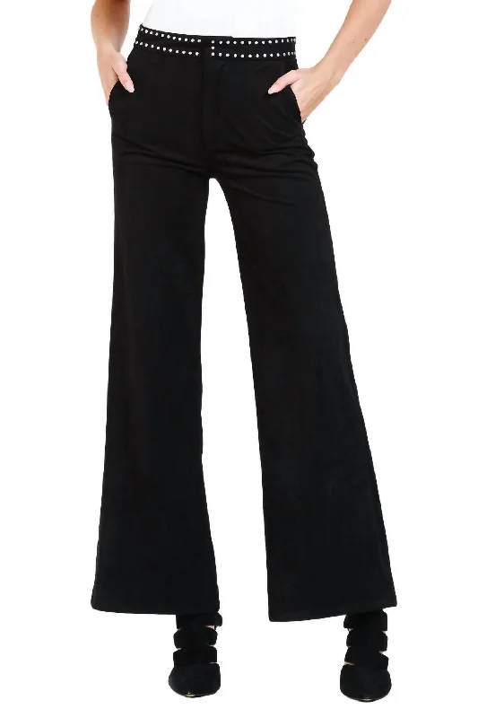 Women's Cozy Clothes Fiona Lee Wide Leg Jeans In Black Suede