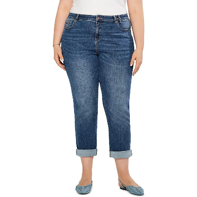 Women's Plus-Size Apparel Plus Womens Girlfriend Denim Capri Jeans