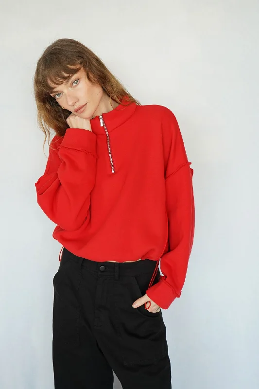 Comfortable Women's Apparel Chandler Fleece Half Zip - High Risk Red