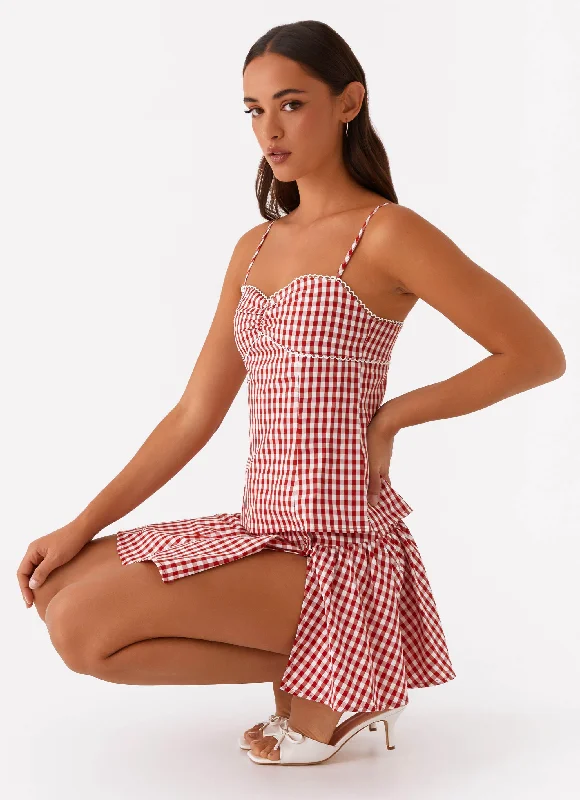 Women's Luxury Attire Bellamy Top - Red Gingham