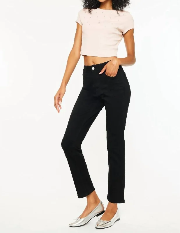 Women's Vacation Garments High Rise Slim Straight Black Jeans