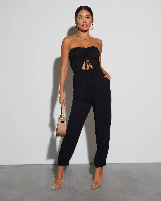 Women's Activewear Apparel Francine Pocketed Strapless Cutout Jumpsuit