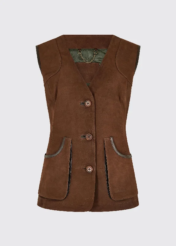 Comfortable Garments For Women Allendale Leather Gilet - Walnut