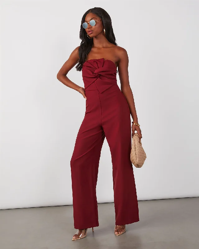 Women's Outdoor Attire Sugarplum Strapless Wide Leg Jumpsuit