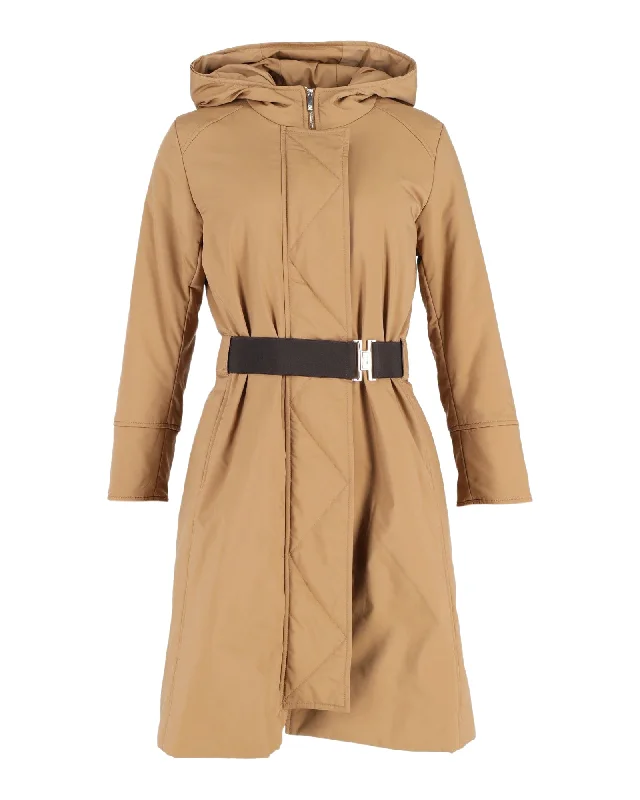 Women's Clothes For Special Occasions Carolina Herrera Hooded Belted Coat in Beige Polyester