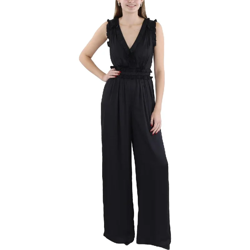 Women's Evening Wear Attire Womens Ruffled Wide Leg Jumpsuit