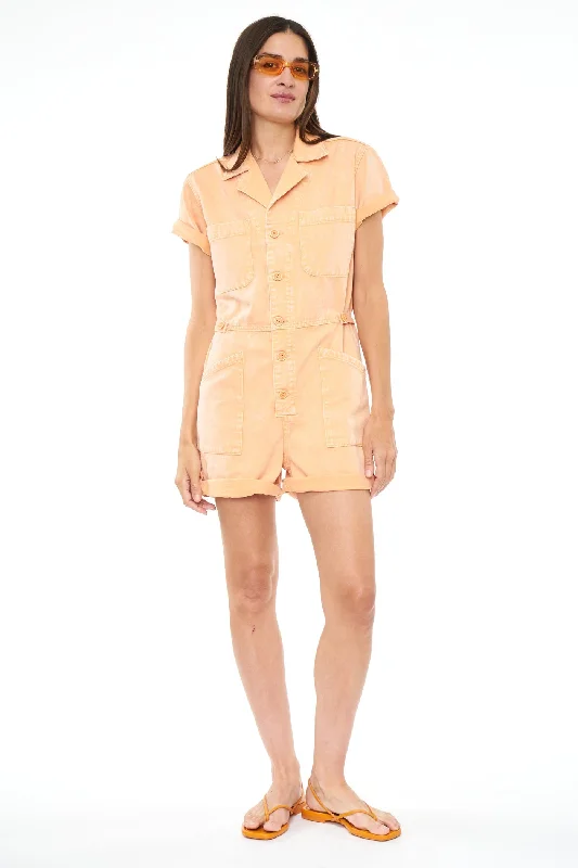 Classic Women's Apparel Pistola Parker Short Sleeve Romper in Sherbet Snow