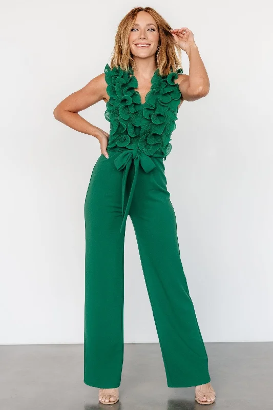 Modern Women's Apparel Tyra Ruffle Tank Jumpsuit | Green