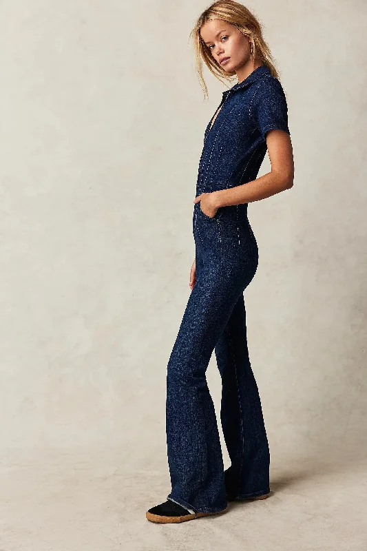 Women's Vintage Attire Free People Jayde Flare Jumpsuit in Night Sky