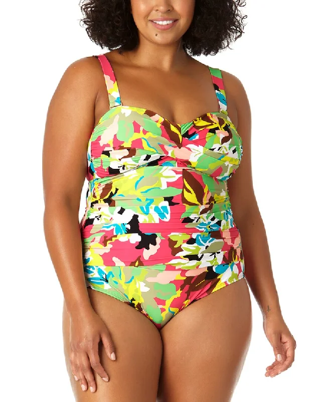 Women's Professional Apparel Anne Cole Twist Front Shirred Bandeau One-Piece