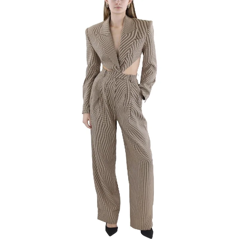 Affordable Women's Attire Amschel Womens Houndstooth Open Back Jumpsuit