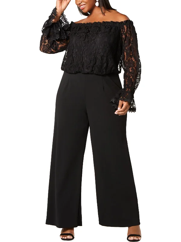 Women's Clothing For Work Plus Womens Lace Crepe Jumpsuit