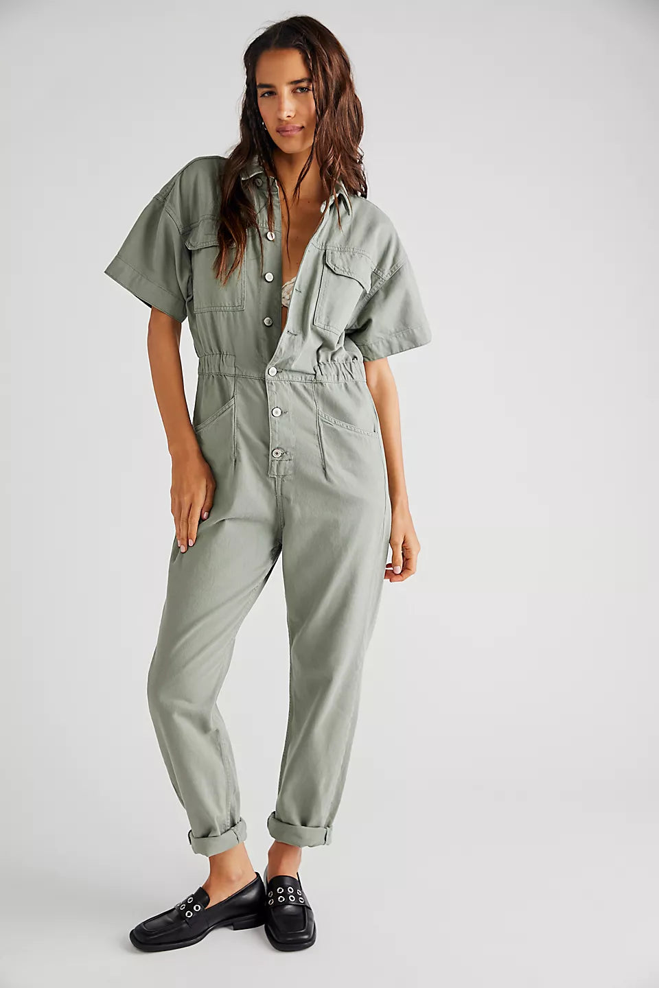 Women's Travel Apparel Free People Marci Jumpsuit in Washed Army