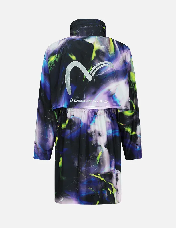 Women's Work Outfit Abstract Print Hooded Wind Coat