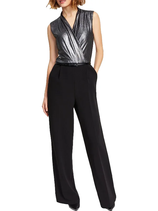 Women's Seasonal Garments Womens Glitter Wide Leg Jumpsuit