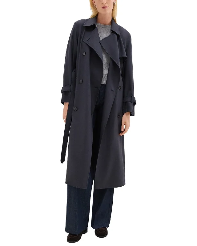 Women's Chic Outfit Theory Relaxed Wool-Blend Trench Coat