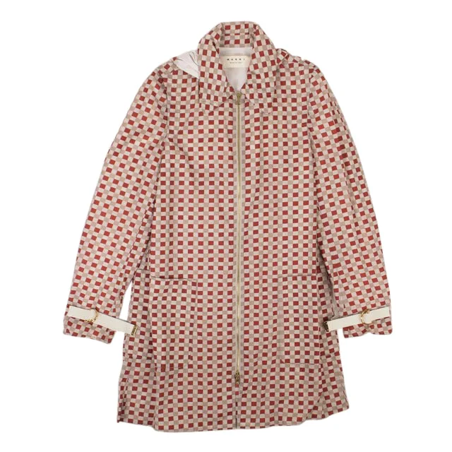 Women's Chic Apparel Marni Women's Beige And Red Nylon Zip-Up Checked Jacket