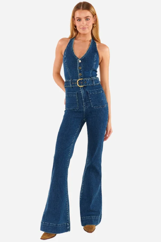 Elegant Clothing For Women Show Me Your Mumu Fort Worth Jumpsuit in Ridge Blue