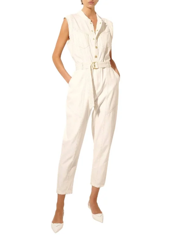 Women's Evening Apparel Azalia Denim Boilersuit In Cream